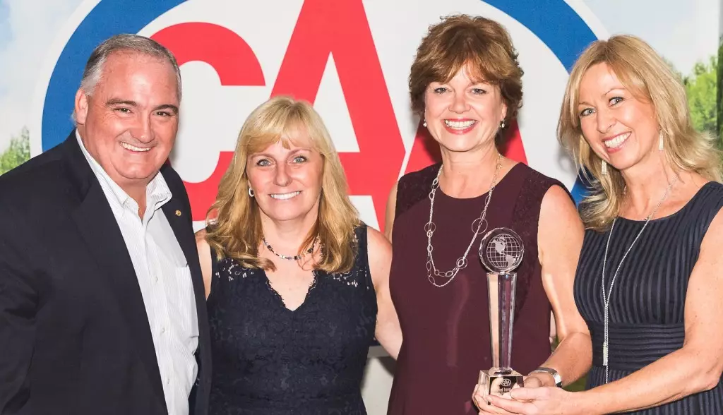 From left to right:, CAA National Board Chairman Dale Knox, National Sales Representative AmaWaterways Sandra Gardner, Director Travel Services CAA National Cathy McManaman, and Executive Vice President & Co-Owner AmaWaterways Kristin Karst.