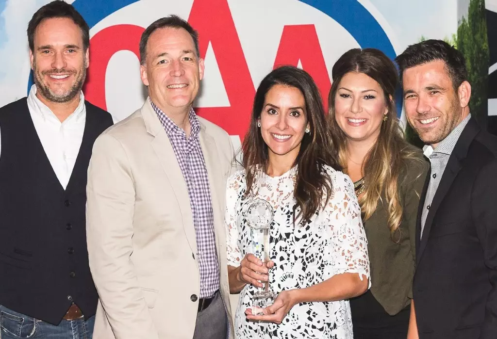 From left to right: Director Business Development CAA National John Ewart, Chief Strategy Officer CAA National Jeff Walker, Marketing Program Specialist The Source Rhoda Brophey, Manager Partner Programs CAA National Megan Schneider, and Managing Director CAA Rewards CAA National Jamie Patterson.