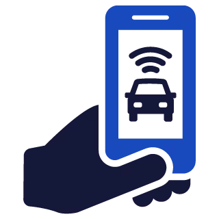 Hand holding smartphone icon