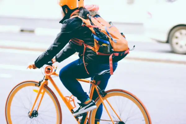 Cyclist riding bike