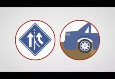 Illustration of a road sign and the rear end of a car