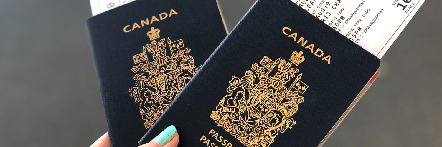 Two passports with airline tickets